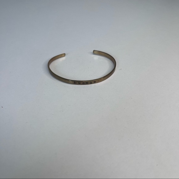 Hustle Personalized Cuff Bracelet Gold. Empower Inspire Women Empowerment - Picture 2 of 4